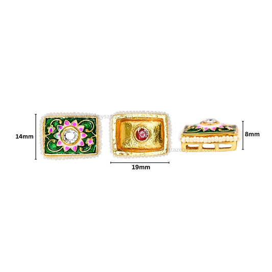 Meenakari Kundan Beads | Size : 14mm | Qty : 12pcs | C-412
