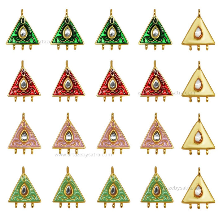 Meenakari Kundan Beads | Size : 23mm | Qty : 12pcs | C-362