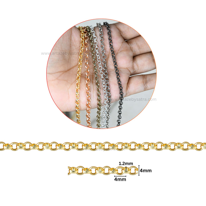 Iron O-Shaped Chain | Size : H-4mm W-4mm | Qty : 100g | IC06