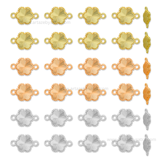 Brass Floral Shape Charm Connector | High Quality | Size : 15mm | Qty : 6pcs