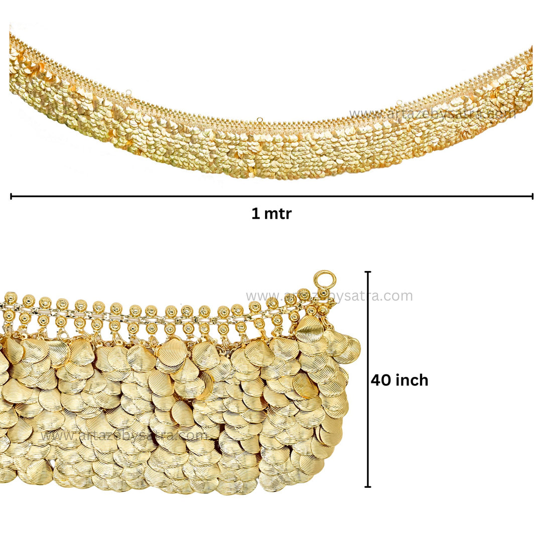Golden Coin Latkan Chain Fringe | Qty : 1pc | Size : 1mtr | DP70