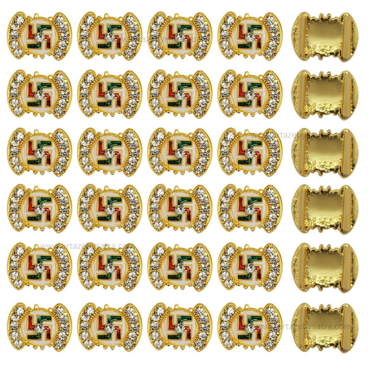 Swastik Meenakari Kundan Beads  | Size : 14mm | Qty : 12pcs | MKB43