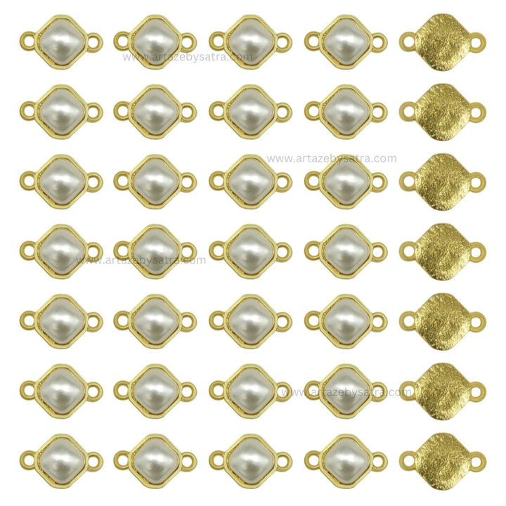Pearl Meenakari Kundan Beads Connector | Size : 14mm | Qty : 12pcs | MKB06