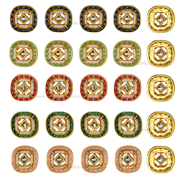 Meenakari Kundan Beads | Size : 14mm | Qty : 12pcs | C-660