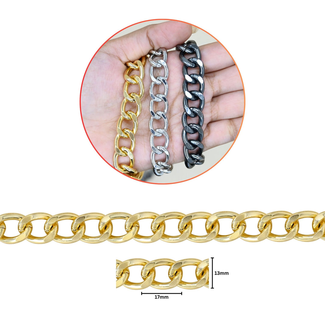 Aluminium Chain | Size : W-13mm H-17mm | Qty : 1mtr | JT-16-57-10