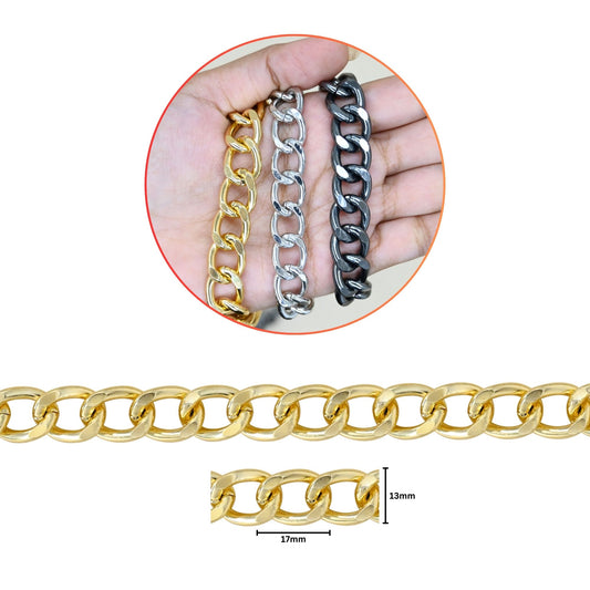 Aluminium Chain | Size : W-13mm H-17mm | Qty : 1mtr | JT-16-57-10