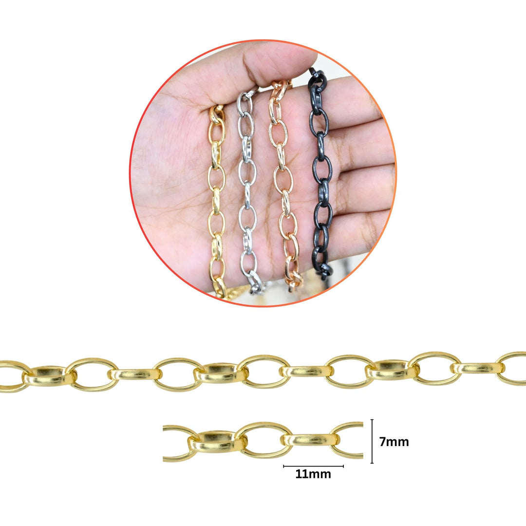 Aluminium Chain | Size : W-7mm H-11mm | Qty : 1mtr | JT-19-35-41