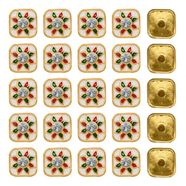 Meenakari Kundan Beads | Size : 14mm | Qty : 12pcs | MKB46