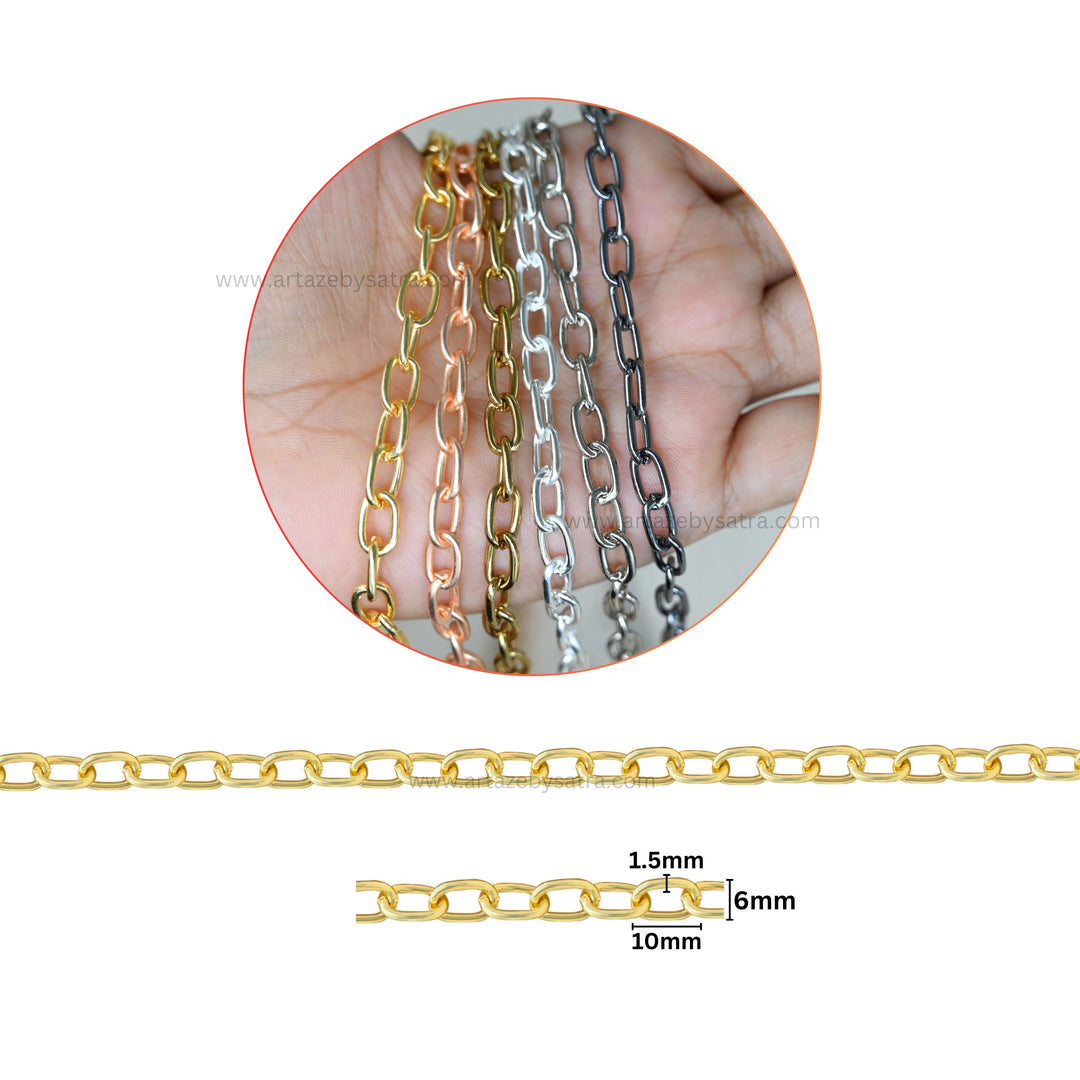 Iron Oval Chain | Size : H-6mm W-10mm | Qty : 100g | IC07