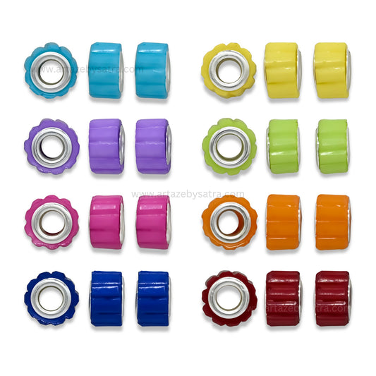 Colorful European Charm Beads with Metal Core | Size : 14mm | Qty : 12pcs | PB209
