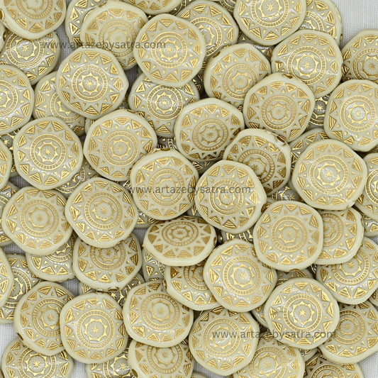 Round with Gold Band Beads | Size : 18mm | PB105