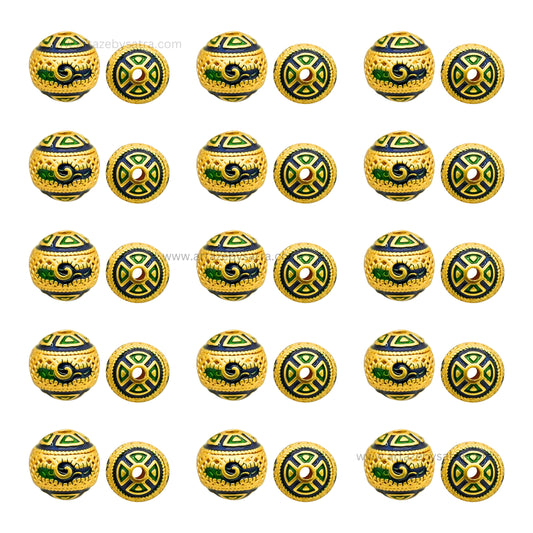 Brass Enamel Beads | High Quality | Size : 10mm | Qty : 4pcs