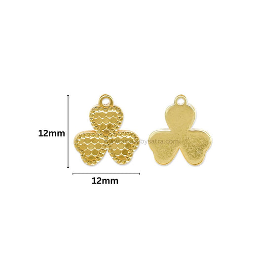 Clover Brass Charms | High Quality | Size : 12mm | Qty : 6pcs