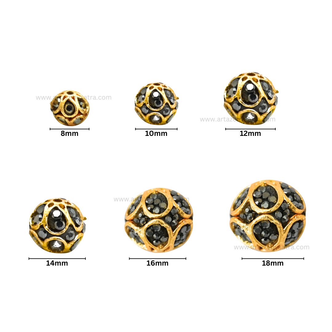 Black Stone Ball Spacer Beads for Jewellery Making