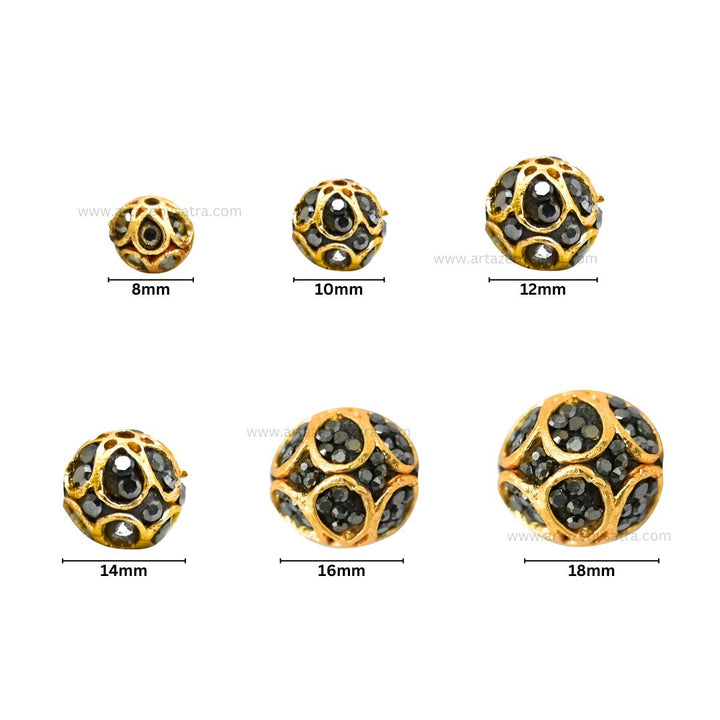 Black Stone Ball Spacer Beads for Jewellery Making