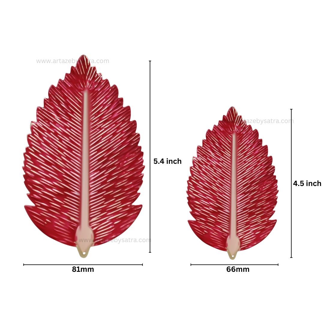 Leaf Coloured Metal Art | Size : 4.5,5.5inch | Qty : 4pcs | MA477