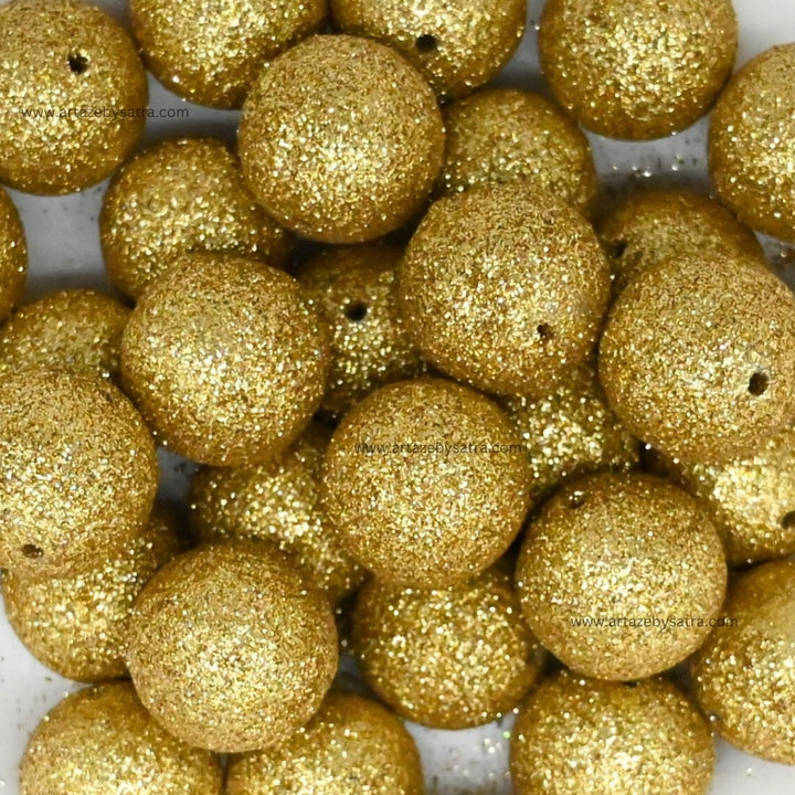 Golden Glitter Plastic Beads | Size : 30mm | 500gm