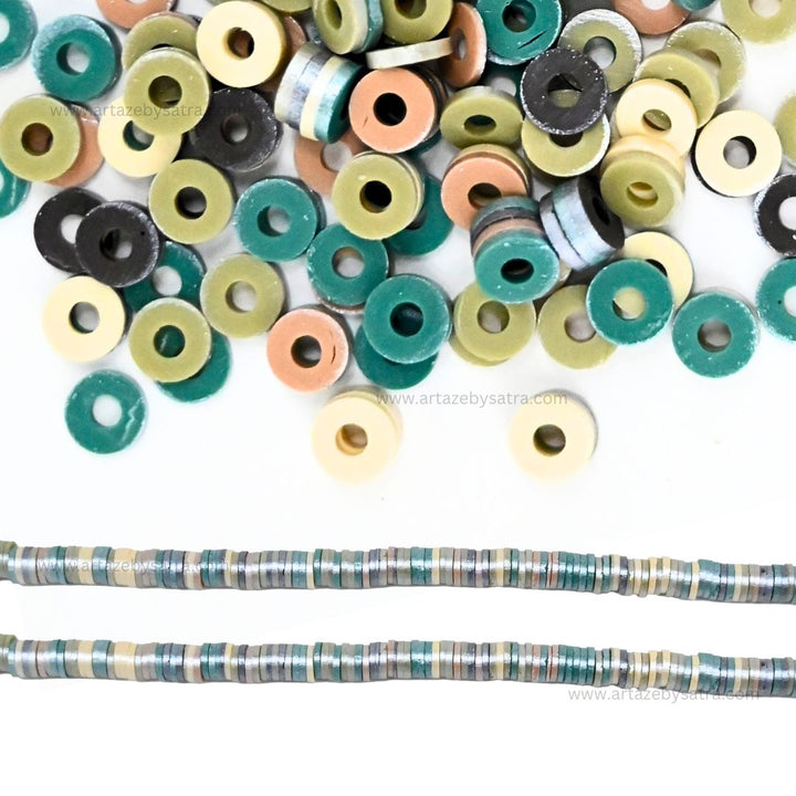 Shiny Rainbow Fimo Beads | Size : 6mm | Qty : 1string | FB25