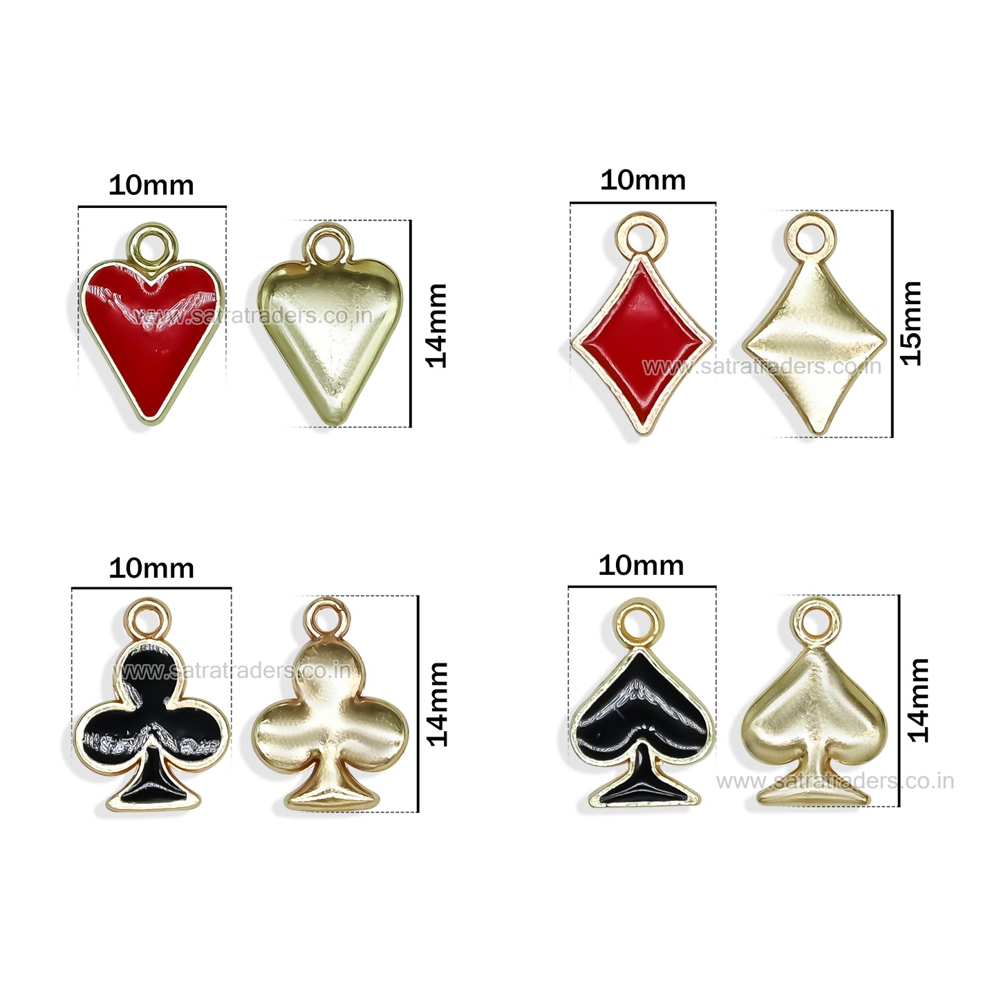 Playing Card Suits Enamel Charms Set | Qty : 20pcs | CHE171