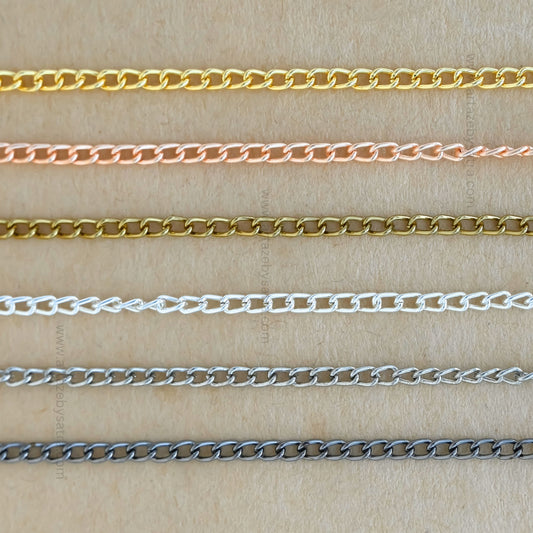 Iron Twisted Link Curb Chain | Size : H-3mm W-4mm | Qty : 100g | IC01