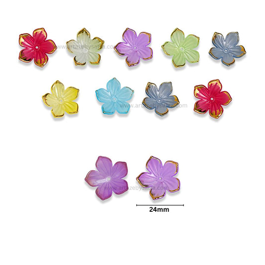 Assorted Acrylic Golden Colour Outlines Flower Beads | PB58