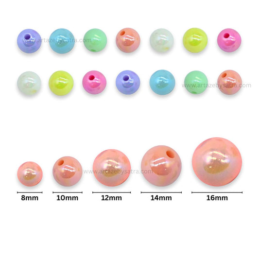 Assorted Shiny Pastel Round Beads | PB221