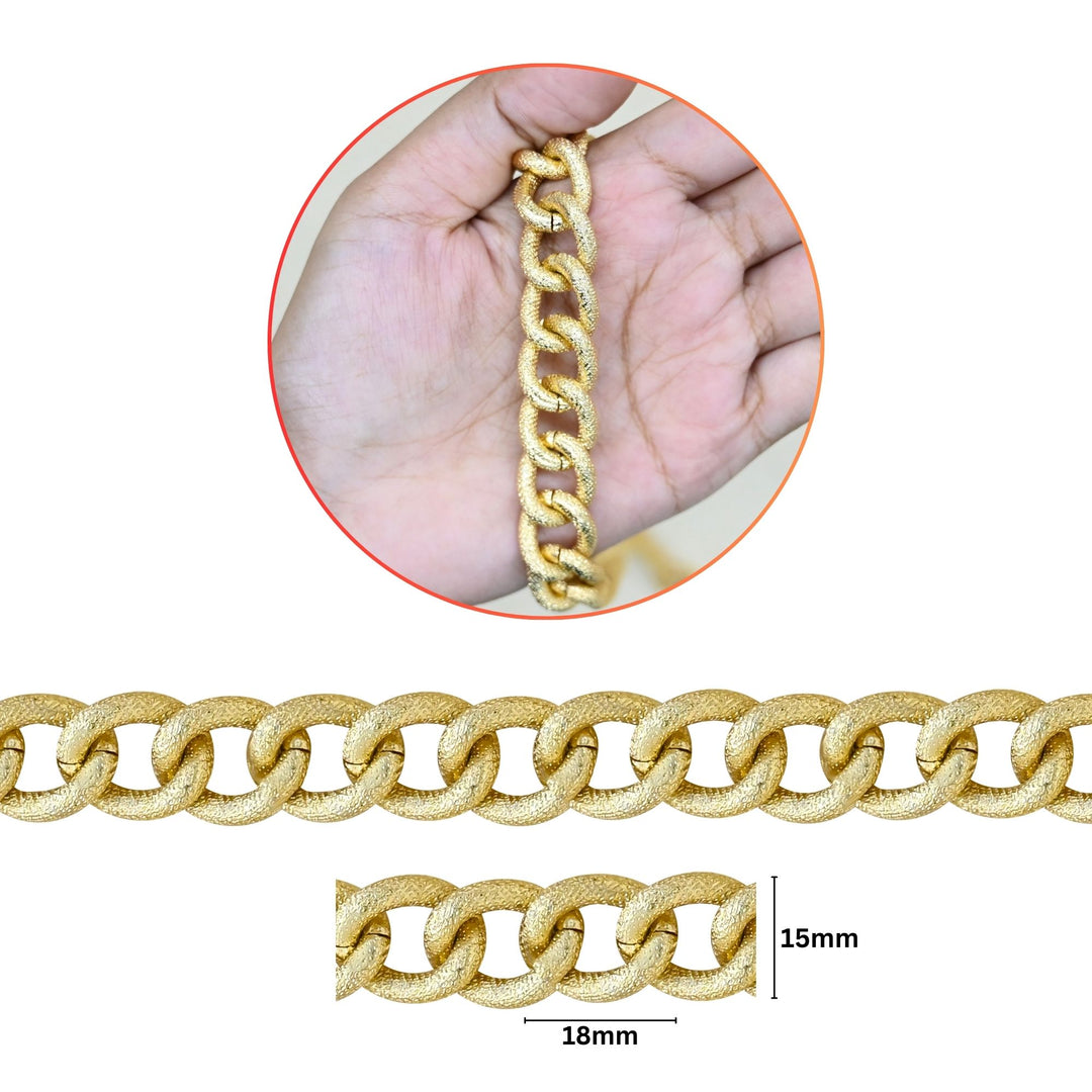 Aluminium Chain | Size : W-15mm H-18mm | Qty : 1mtr | JT-16-57-2