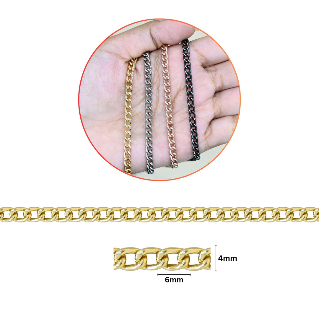 Aluminium Chain | Size : W-4mm H-6mm | Qty : 1mtr | JT-9-17-11