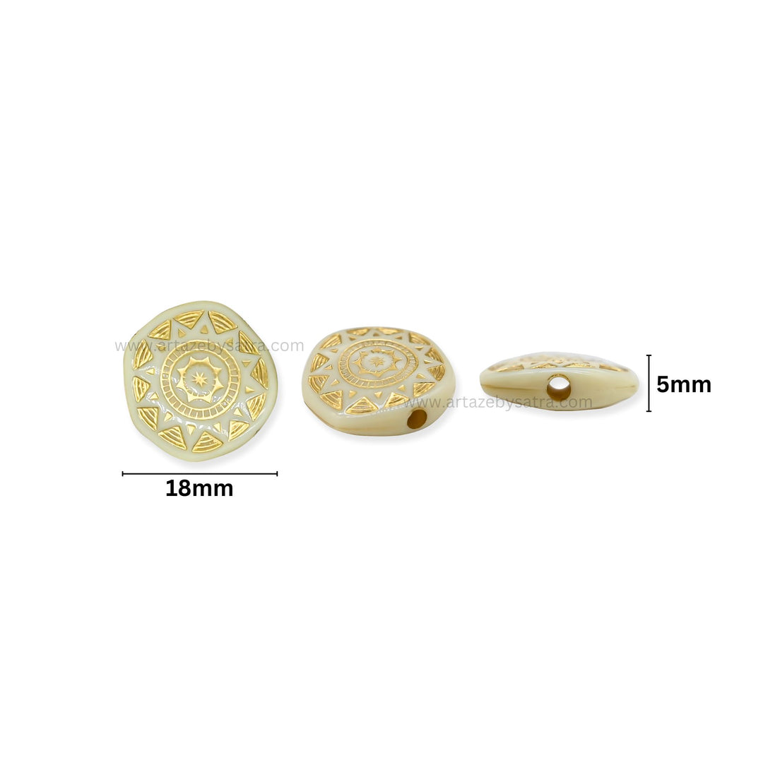 Round with Gold Band Beads | Size : 18mm