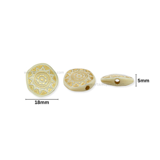 Round with Gold Band Beads | Size : 18mm | PB105