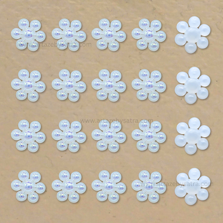 Flower AB Plastic Pearl (No Hole) | Size : 11mm | Qty : 50pcs