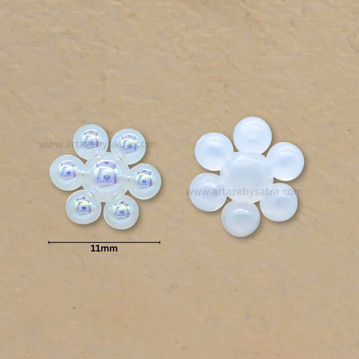 Flower AB Plastic Pearl (No Hole) | Size : 11mm | Qty : 50pcs