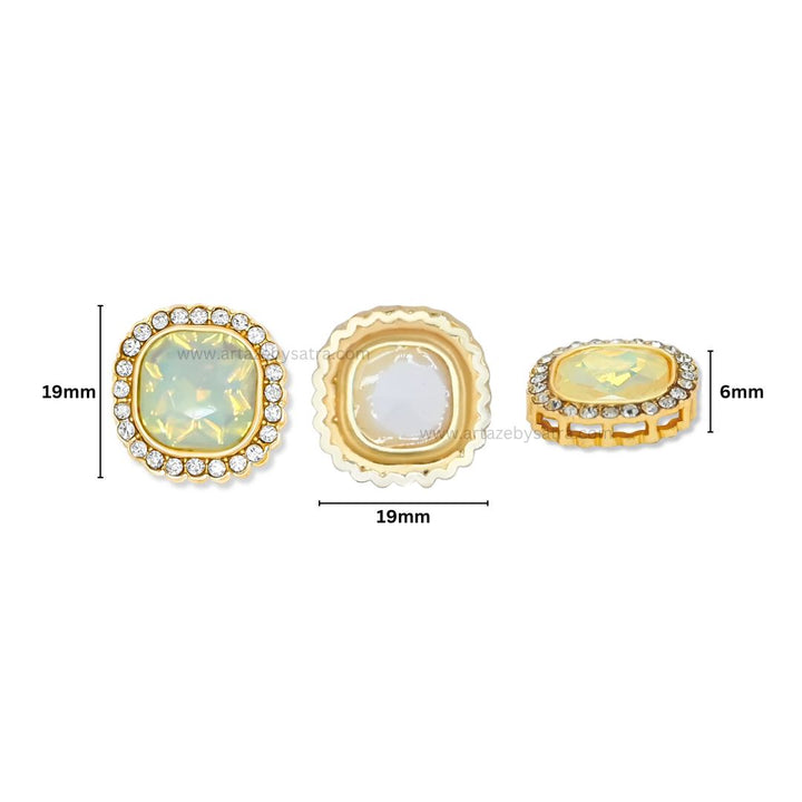 Diamond Square Meenakari Kundan Beads | Size : 19mm | Qty : 6pcs | MKB28