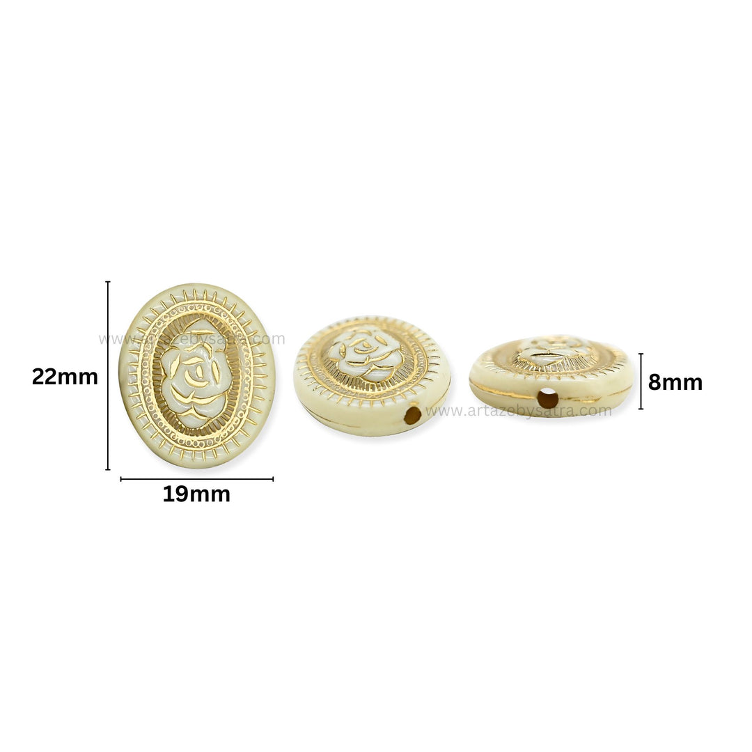 Flat Oval Rose Beads | Size : 22mm