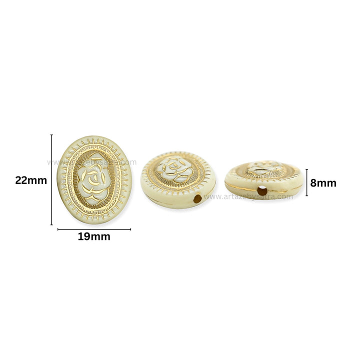 Flat Oval Rose Beads | Size : 22mm