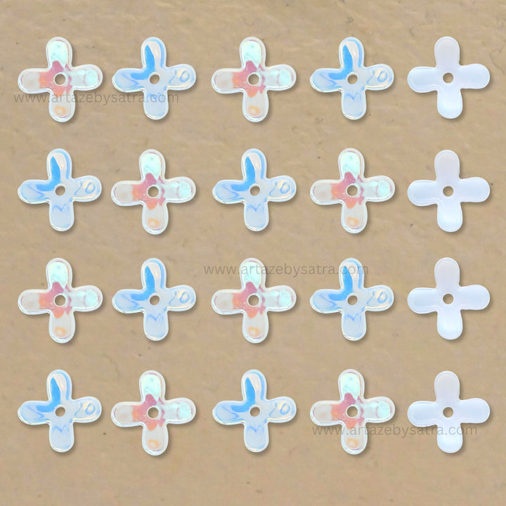 Flower AB Plastic Pearl (1 Hole) | Size : 12mm | Qty : 50pcs