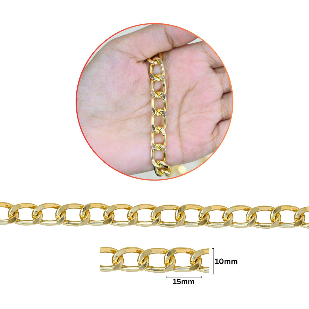 Aluminium Chain | Size : W-10mm H-15mm | Qty : 1mtr | JT-14-43-18