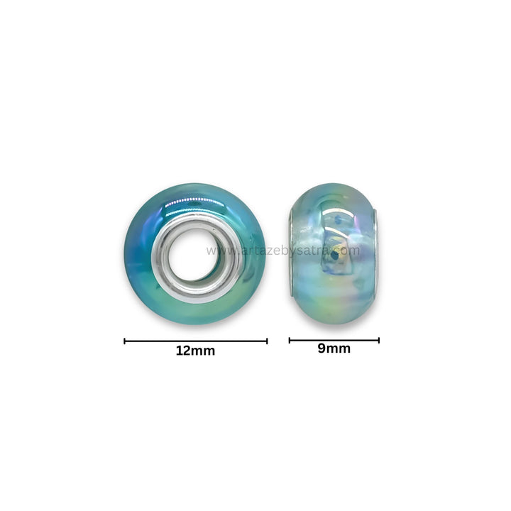 Rainbow European Acrylic Pearl Charm Spacer Beads | Size : 12mm | Qty : 12pcs