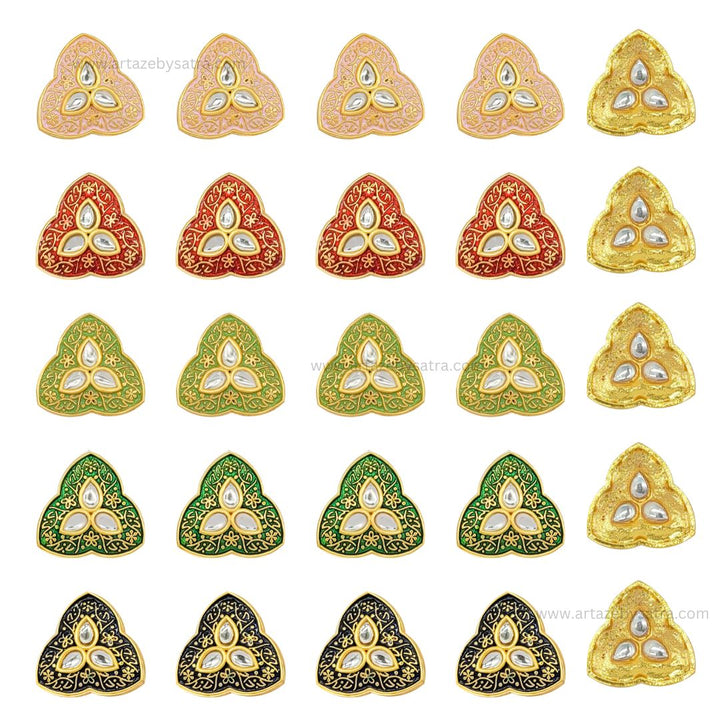 Meenakari Kundan Beads | Size : 22mm | Qty : 6pcs | C-349