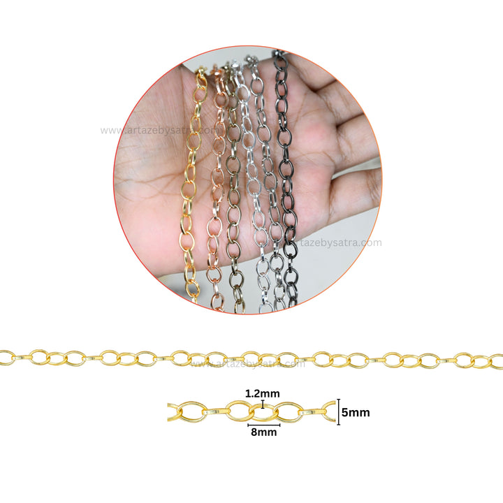Iron Oval Chain | Size : H-6mm W-8mm | Qty : 100g | IC08