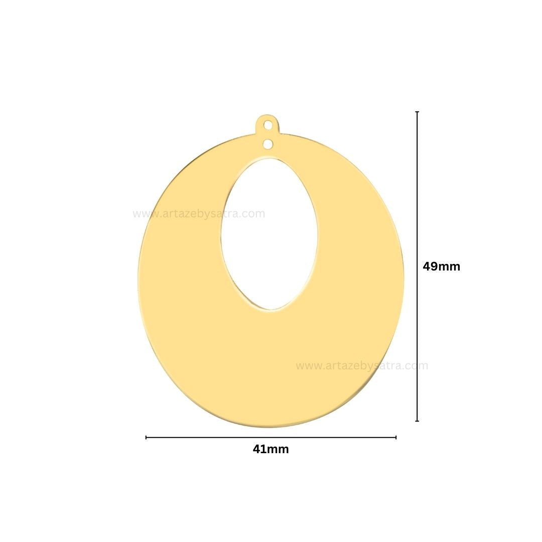 1 Loop Oval Matt Finish Metal Art | Size : 49mm | Qty : 100g | MA385