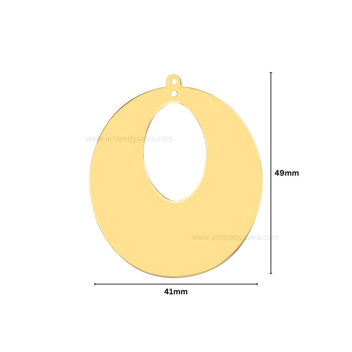 1 Loop Oval Matt Finish Metal Art | Size : 49mm | Qty : 100g | MA385