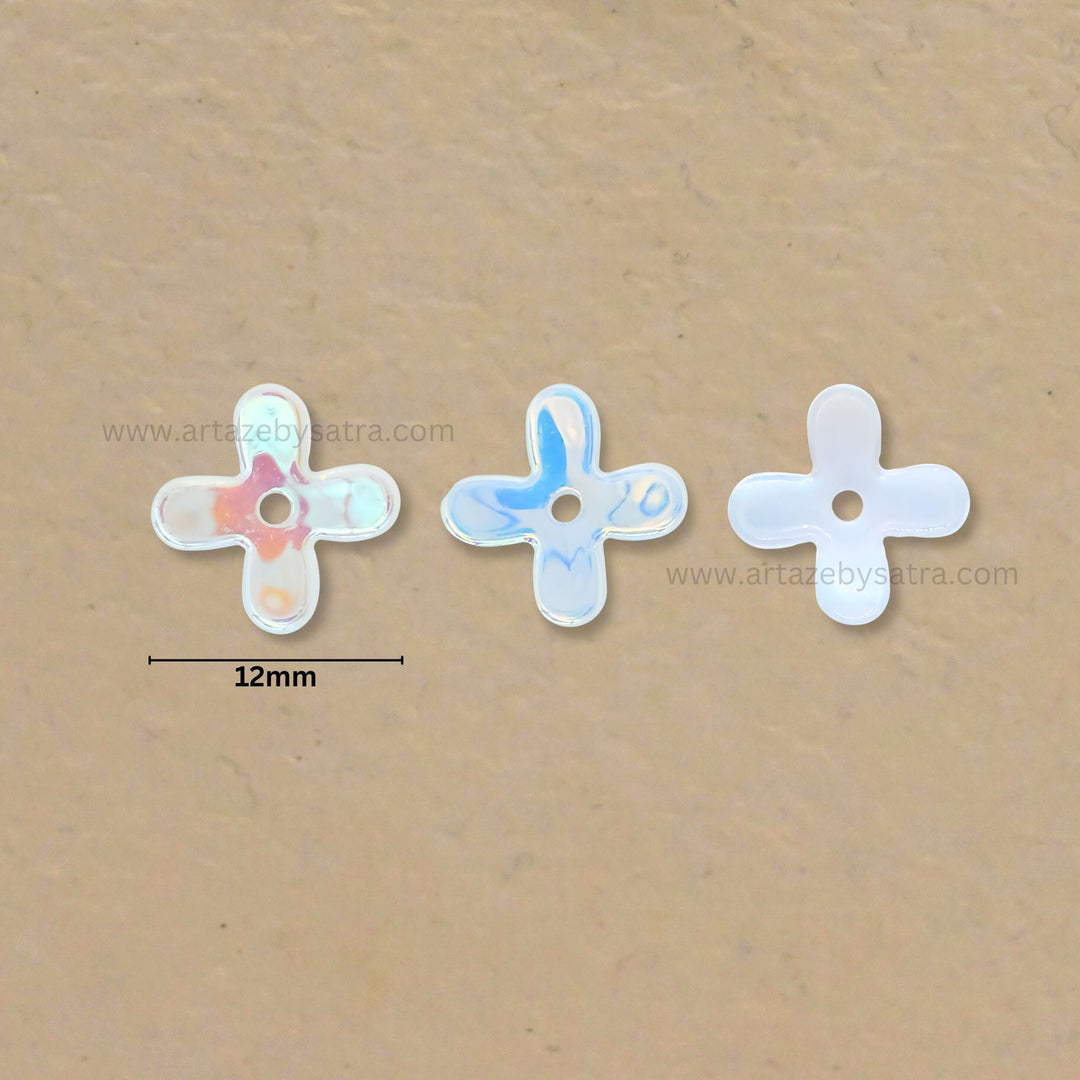 Flower AB Plastic Pearl (1 Hole) | Size : 12mm | Qty : 50pcs