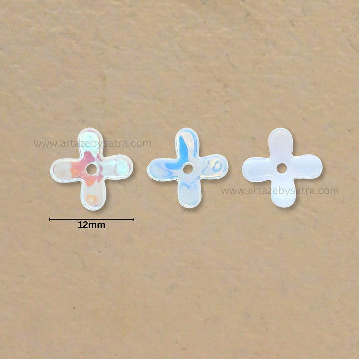 Flower AB Plastic Pearl (1 Hole) | Size : 12mm | Qty : 50pcs