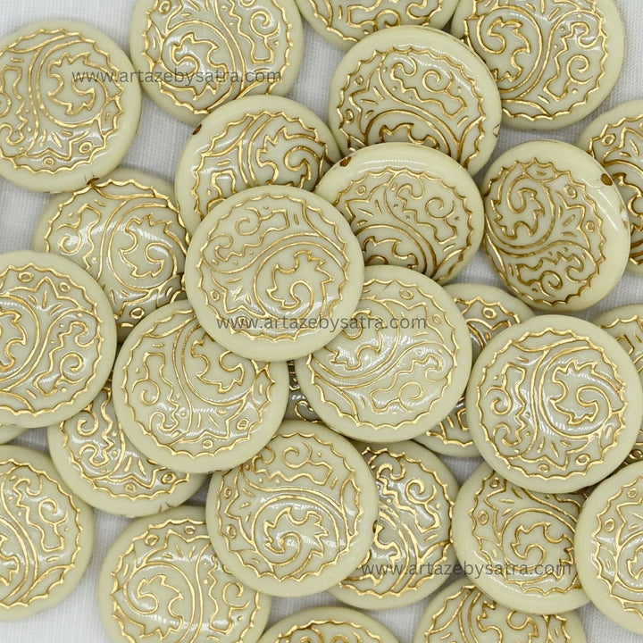 Round with Gold Band Beads | Size : 25mm