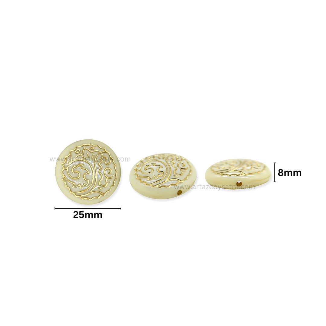 Round with Gold Band Beads | Size : 25mm