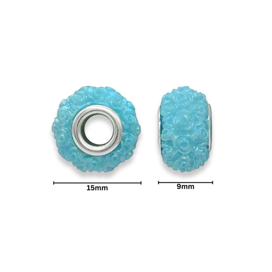 Rose Pattern Colorful Large Hole Beads | Size : 15mm | Qty : 12pcs | PB207