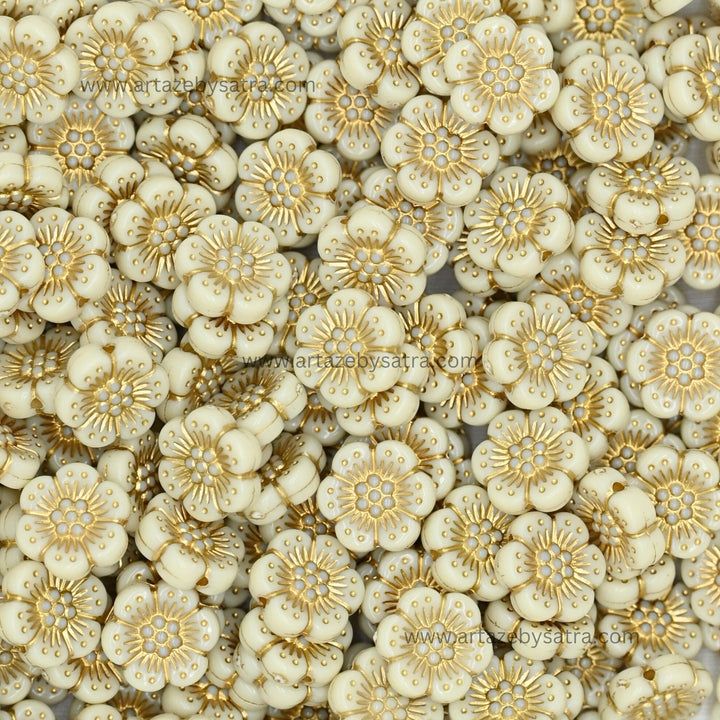 Flat Flower Charm Beads | Size : 12mm