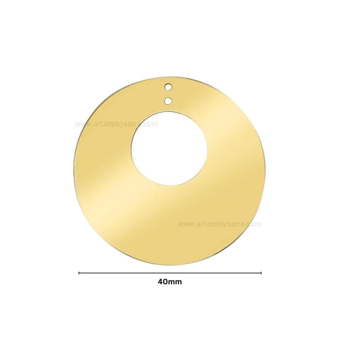 2 Loop Round Shiny Finish Metal Art | Size : 40mm | Qty : 100g | MA383