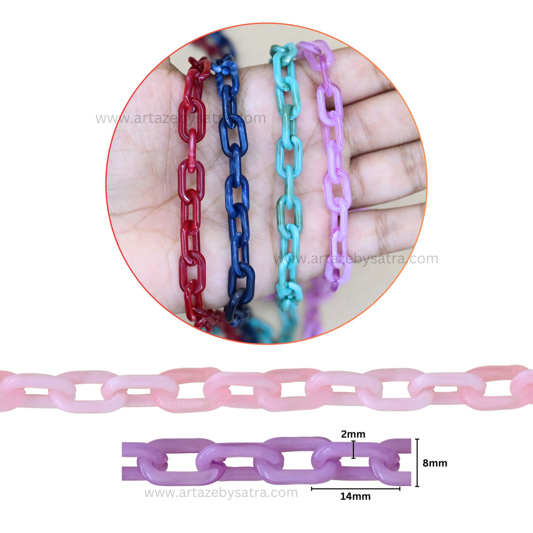 Acrylic Link Chains Oval Size : 9mm | 1mtr | AC34